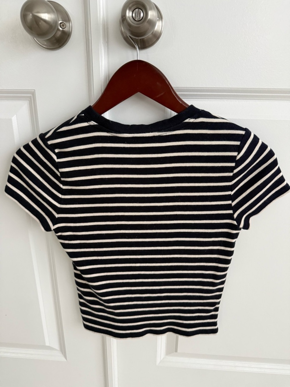 Sezane Camil Striped Navy and White Knit Tee - Picture 2 of 3